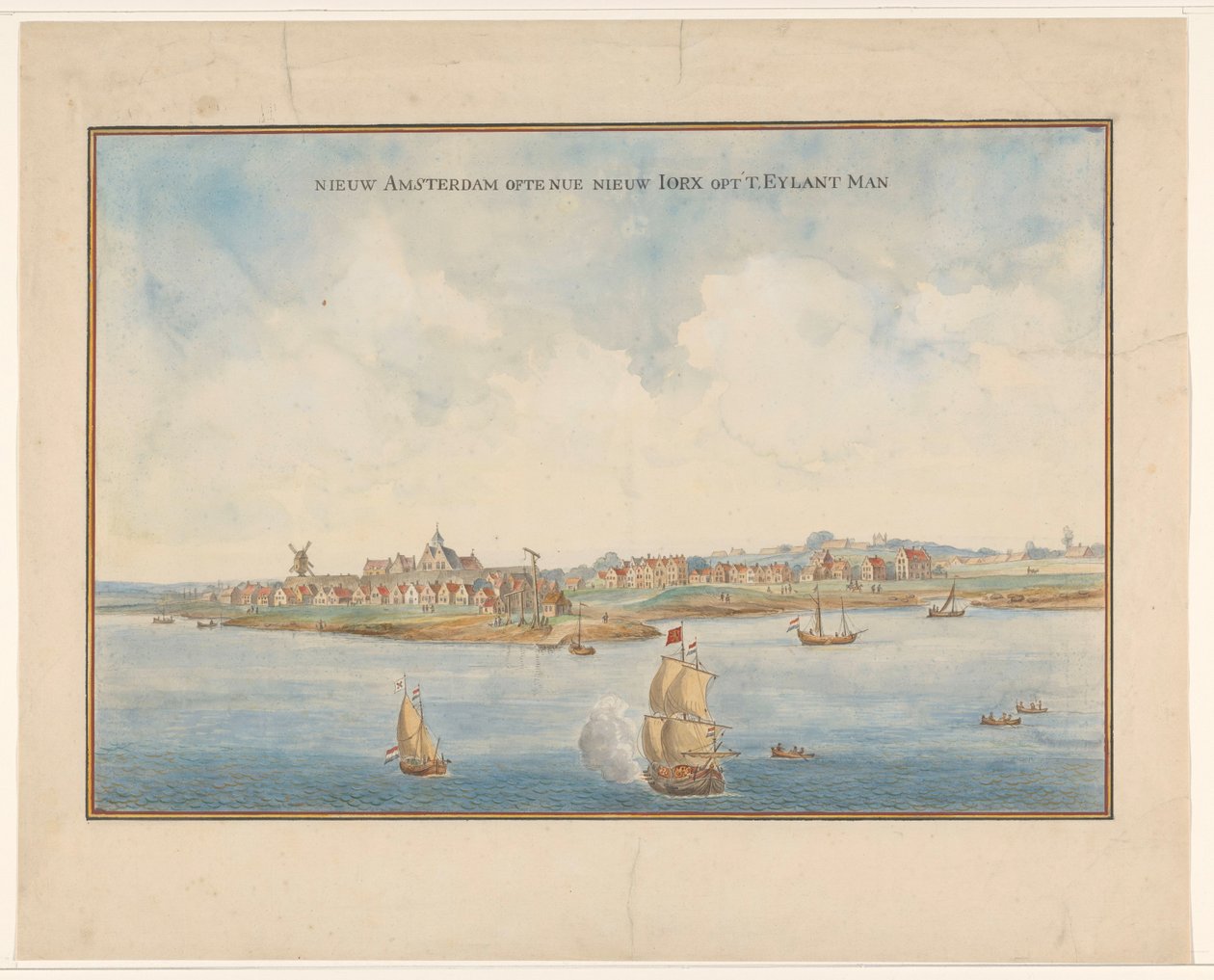 New Amsterdam og Manhattan, ca. 1660 av Dutch School