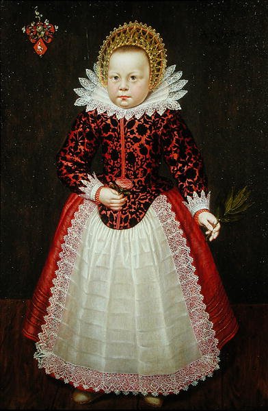 Portrett av et barn (olje på panel) av Dutch School