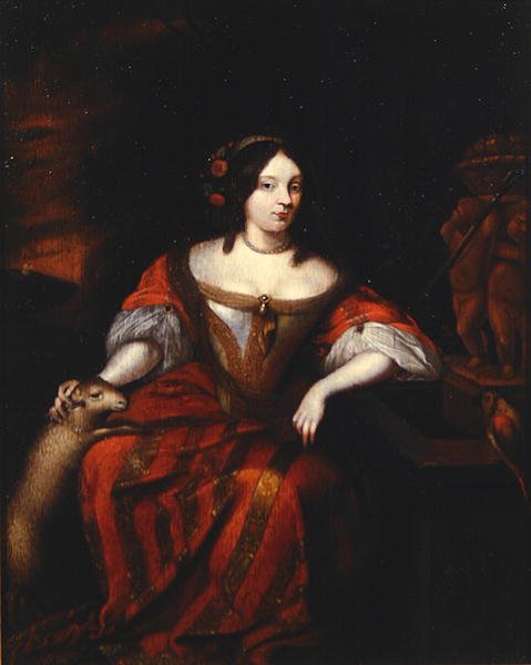 Portrett av en dame (olje på panel) av Dutch School
