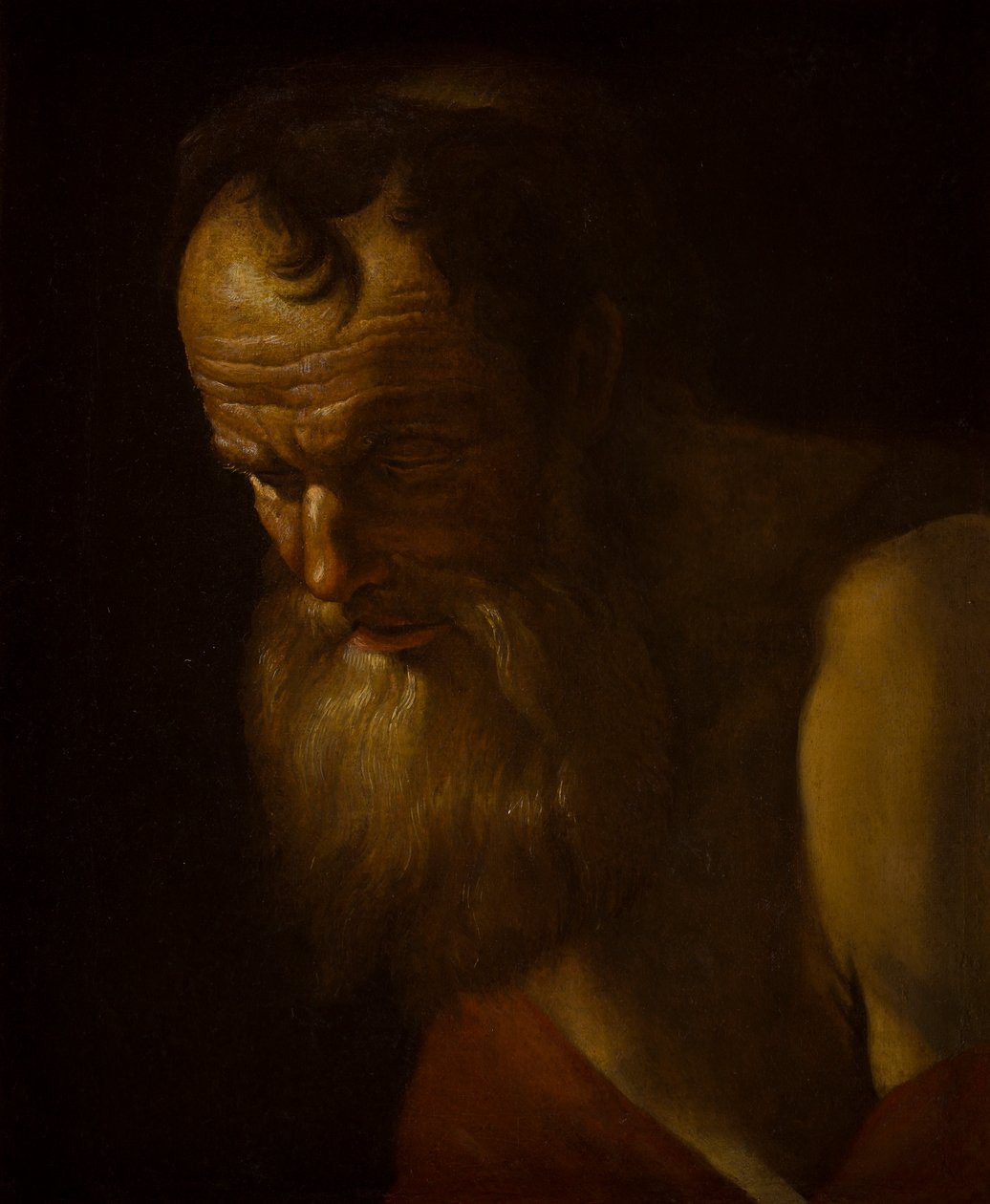 Portrett av en helgen (Fragment) (olje på lerret) av Dutch School