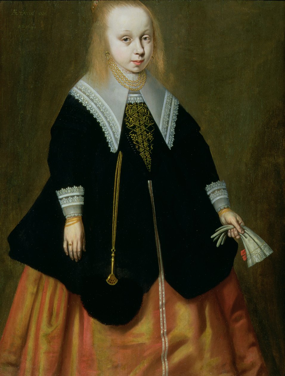 Portrett av en ung jente, Friesland School, 1644 av Dutch School