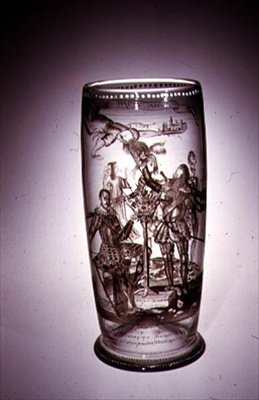 Sepia emaljert humpen, tidlig på 1600-tallet (glass) av Dutch School