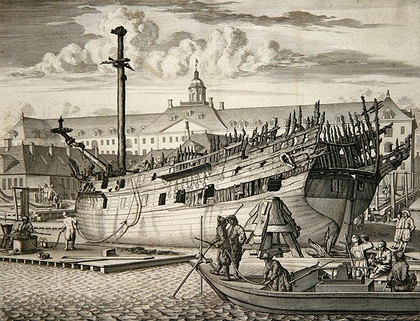 Skip som tok fyr foran Marine Arsenal til det nederlandske østindiske kompaniet av Dutch School