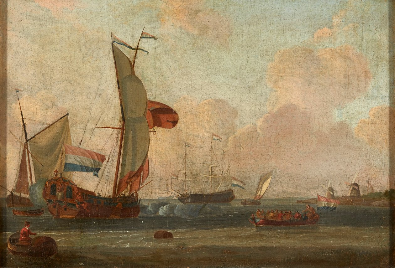 Frakt utenfor kysten (olje på lerret) av Dutch School