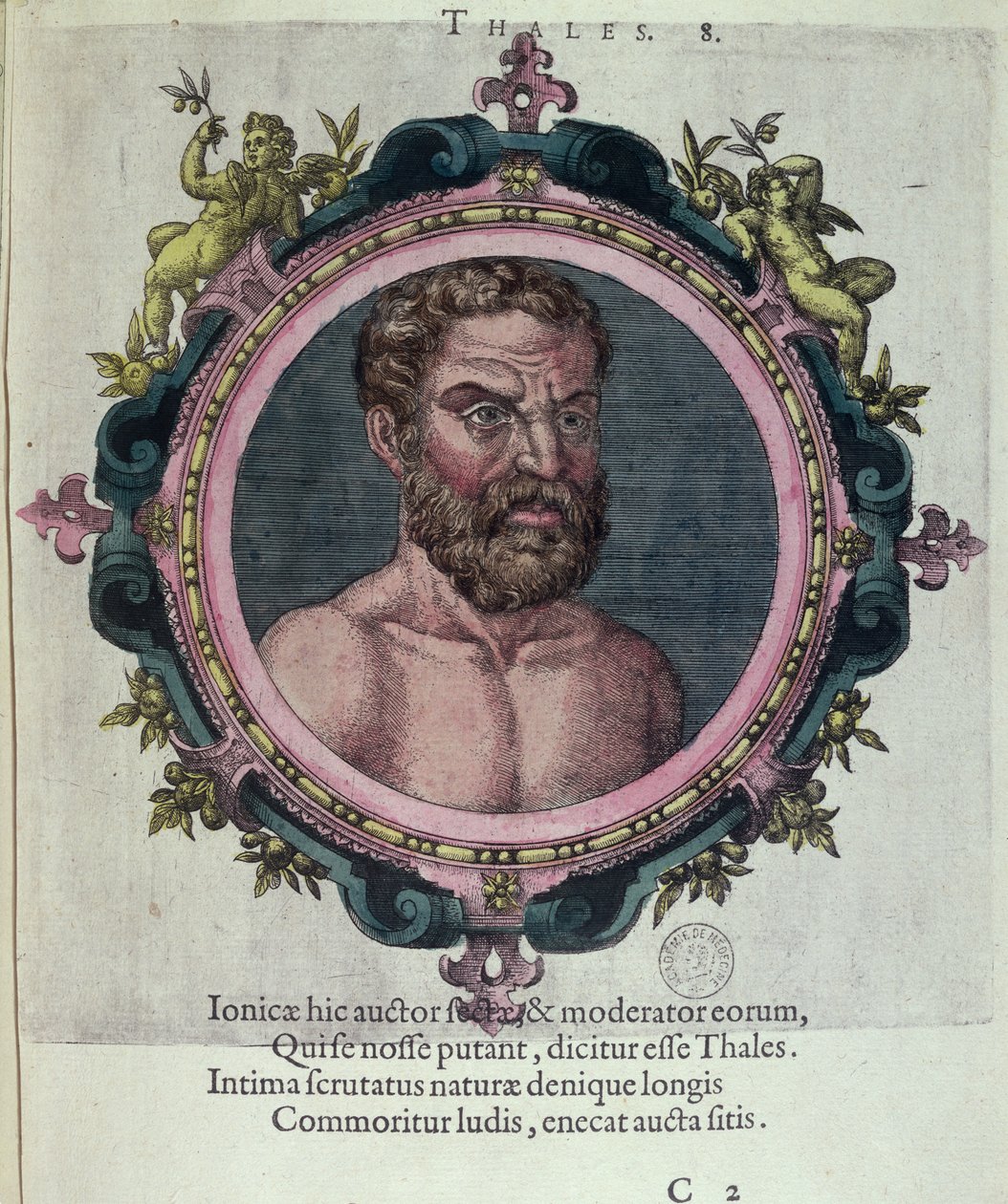Thales of Miletus (ca. 625-547 f.Kr.), illustrasjon fra Ancient and Recent Physics and Philosophers