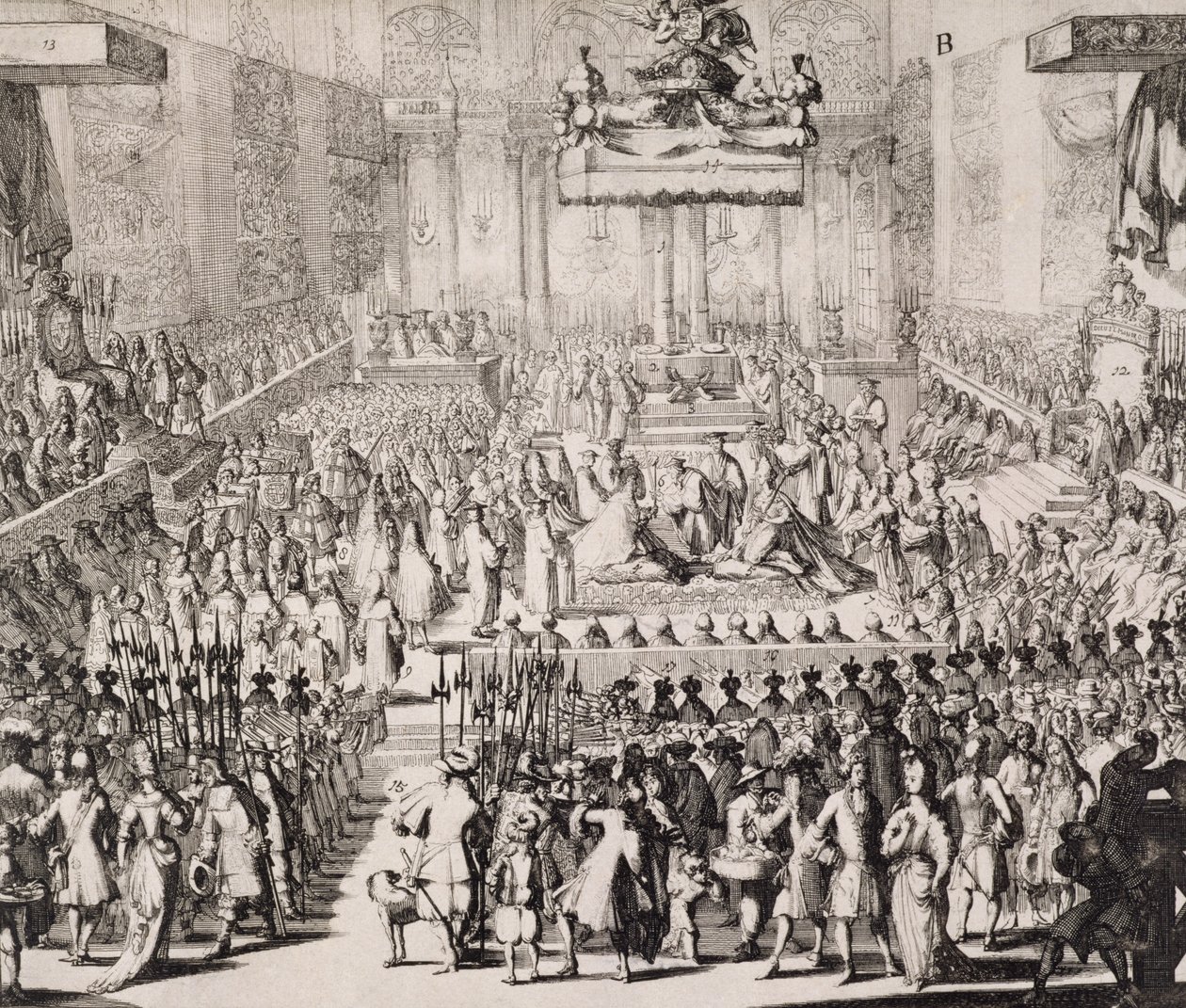 Kroningen av William av Orange (1650-1702) og Mary (1662-94), i Westminster Abbey, 21. april 1689 av Dutch School