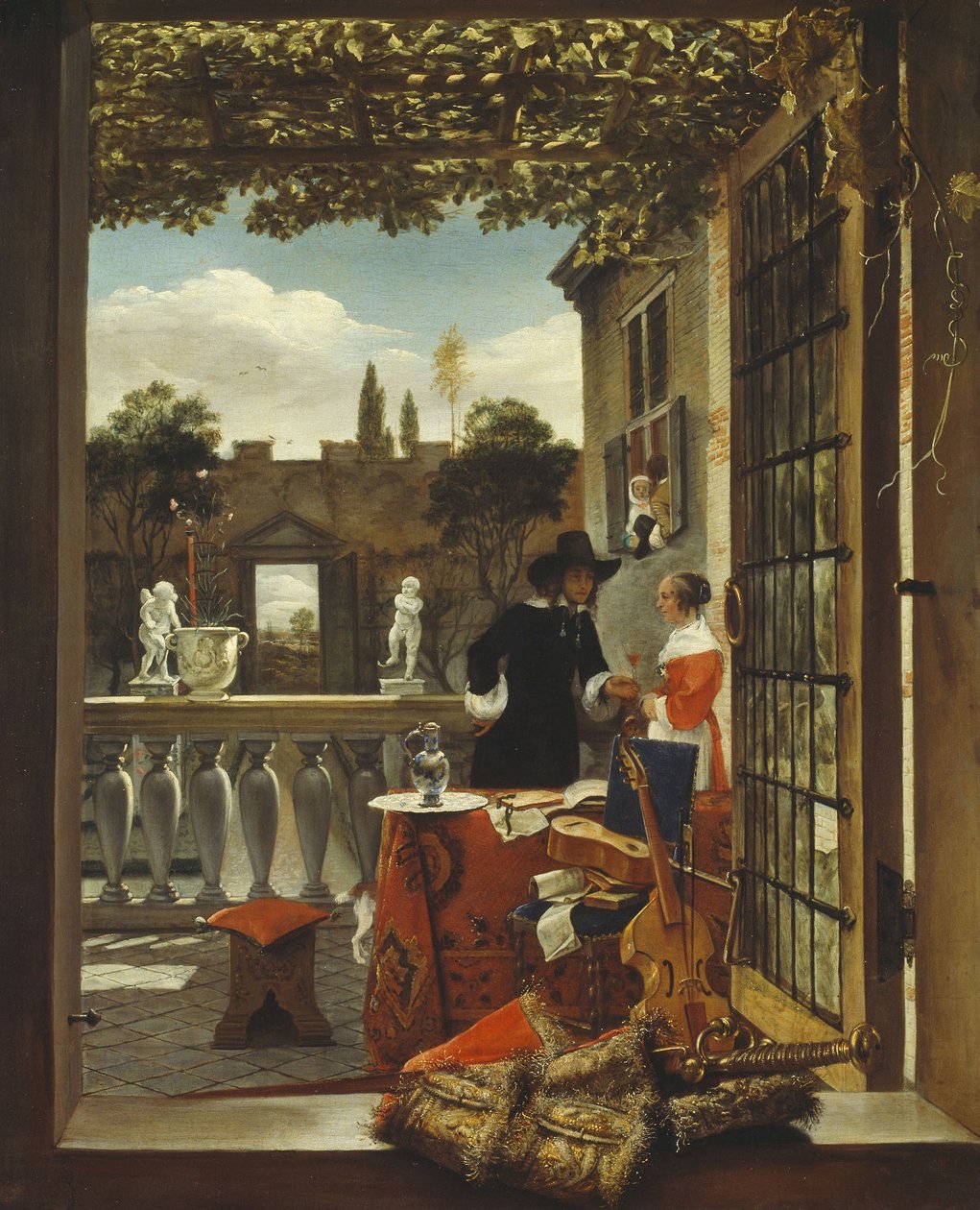 The Terrace, ca. 1655-65 (olje på lerret) av Dutch School