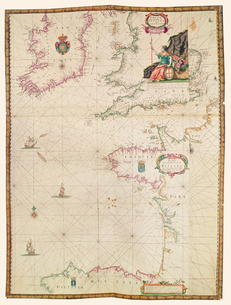 Kystene til Frankrike, England og Irland, fra Collection of Dutch Marine Maps av Dutch School