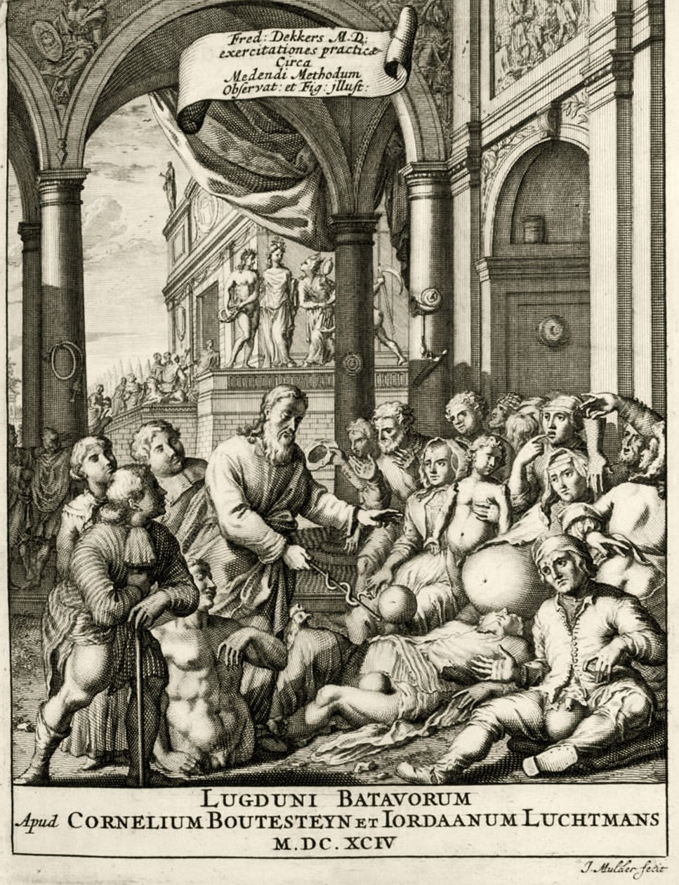 Tittelside fra The Practice of Medicine av Frederik Dekkers, 1694 av Dutch School