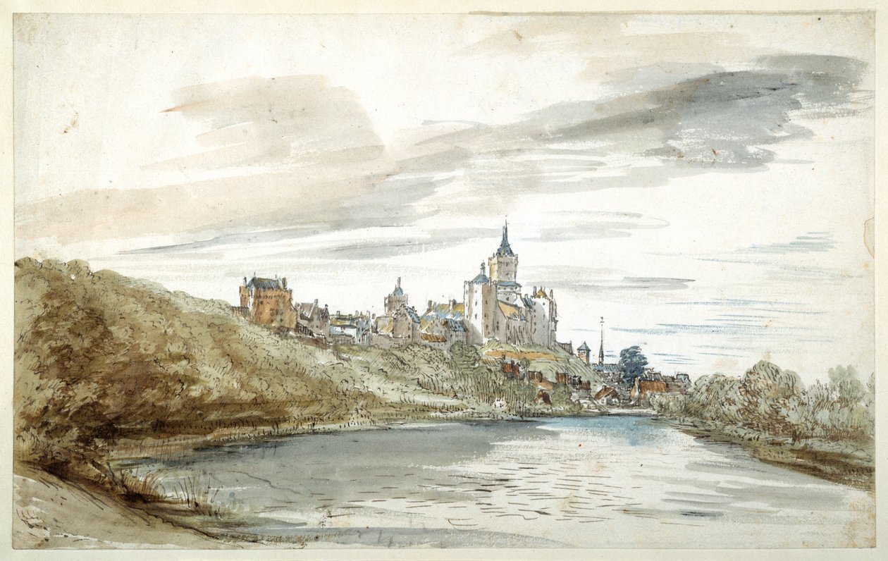 View of Cleves, sent på 1600-tallet (penn og brunt blekk med akvarell og kroppsfarge på papir) av Dutch School