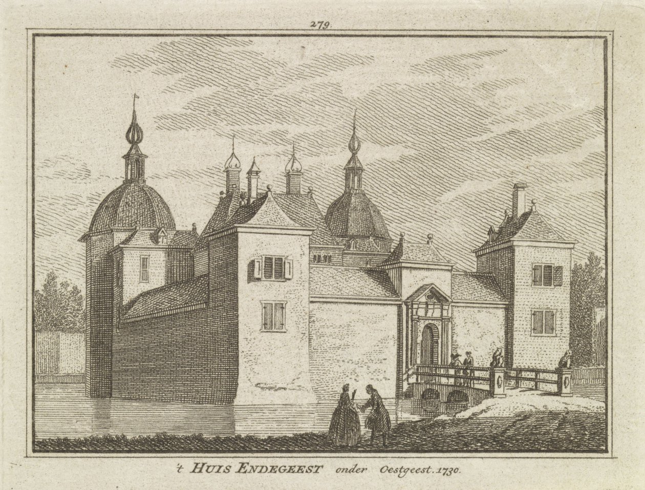 Utsikt over Endegeest Castle, Oegstgeest, Nederland av Dutch School