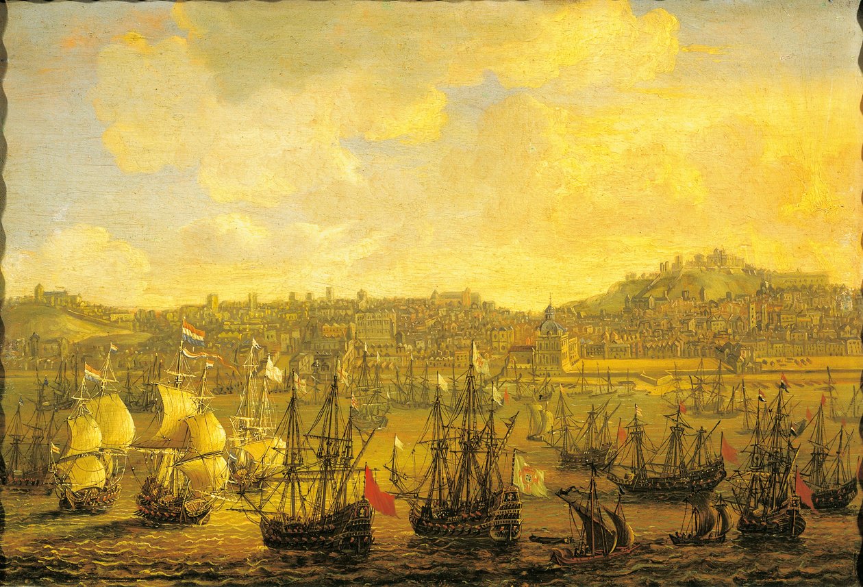 Utsikt over byen Lisboa av Dutch School