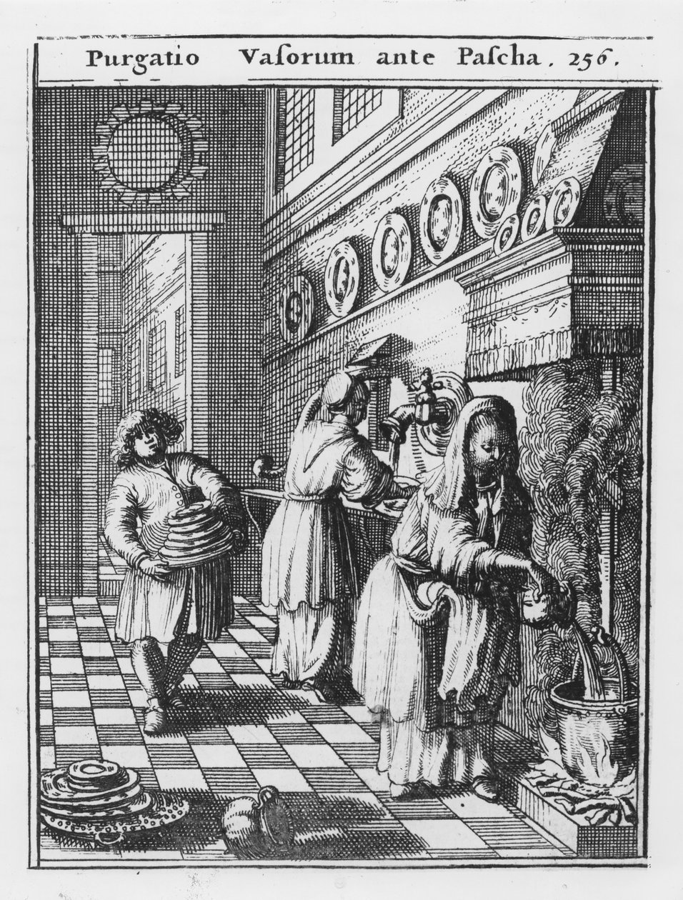 Vasking av husholdningskarene før påske (Purgatio Vasorum ante Pascha), illustrasjon fra 
