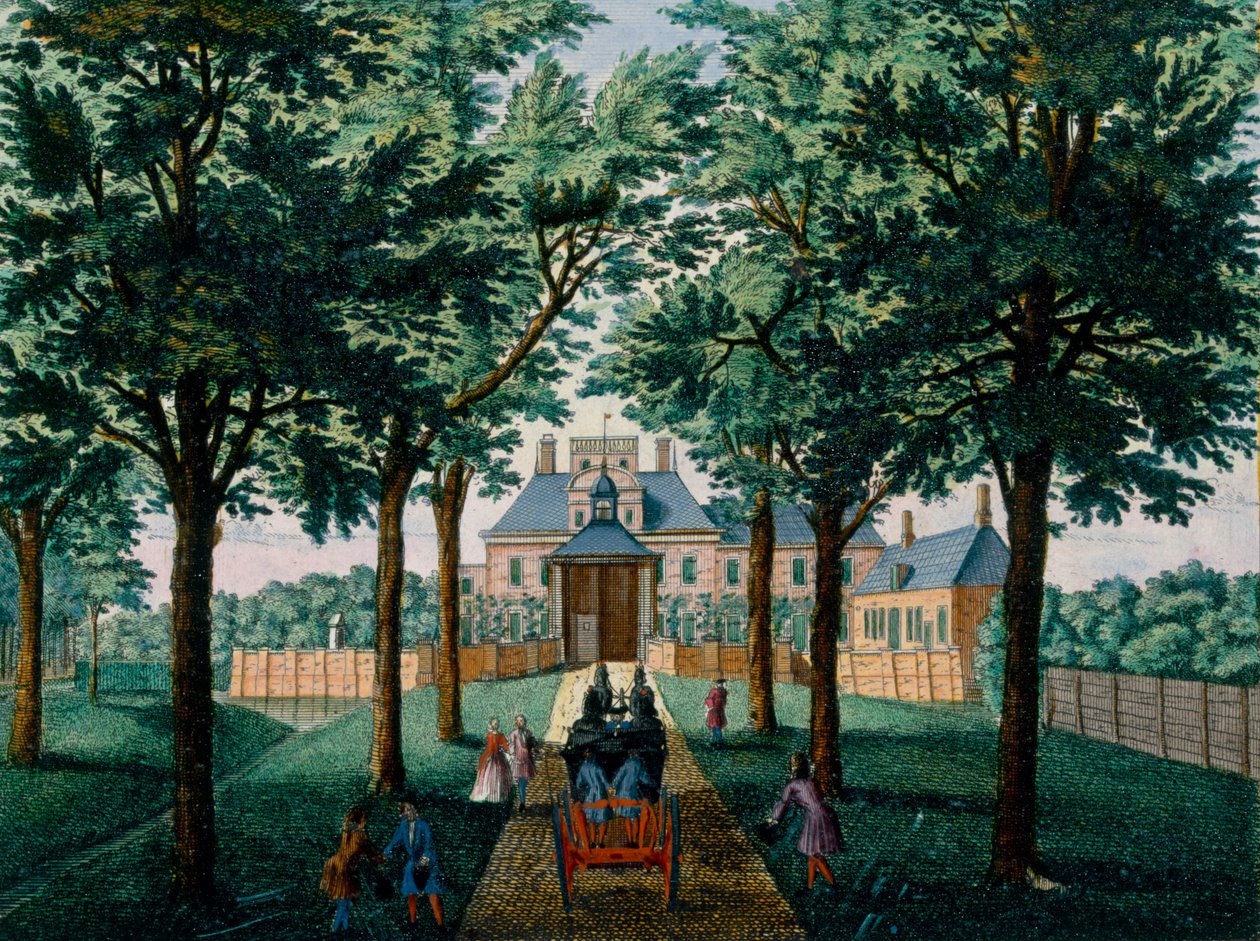 Westerhout House, fra Het Zeganpralent Kennemerlant av Hendrick de Leth og Matthias Brouerius Van Nidek, utgitt ca. 1700-1730 av Dutch School