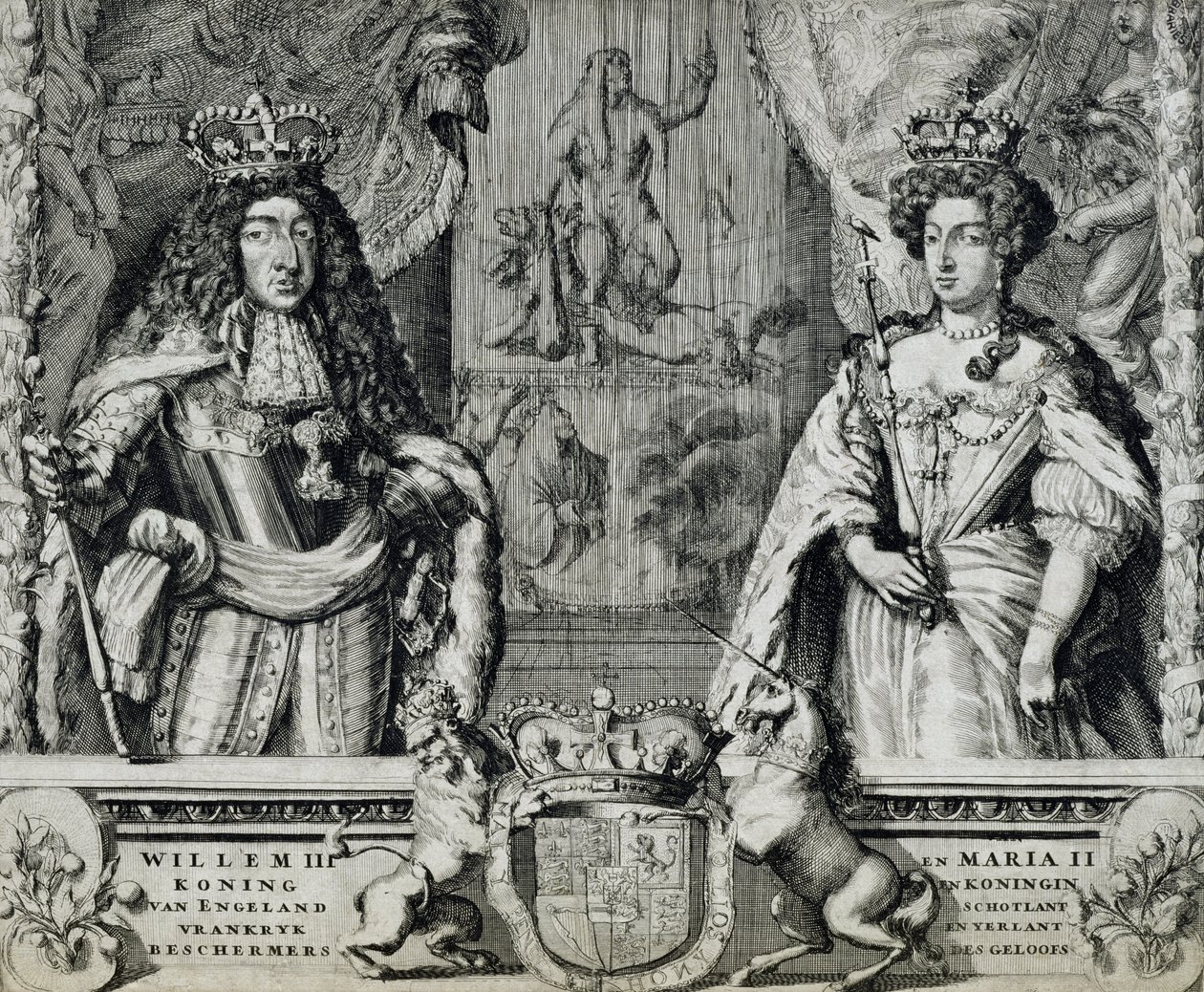 Vilhelm III (1650-1702) og Maria II (1662-94), ca. 1688-94 av Dutch School