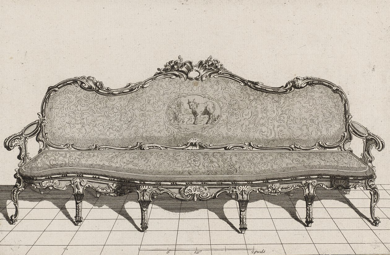Canapé, andre halvdel av 1700-tallet (gravering på lagt papir) av Duval. A. (after)