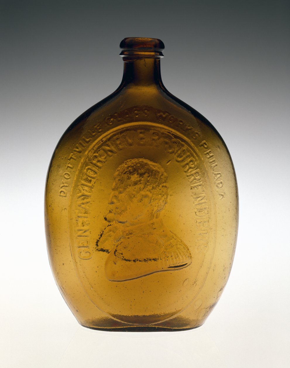 Figurkolbe, ca. 1847 (ikke-bly glass) av Dyottville Glass Works