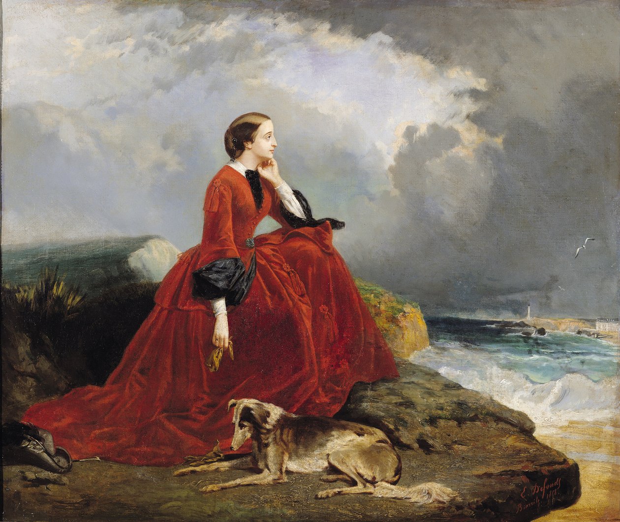 Keiserinne Eugenie (1826-1920) i Biarritz, 1858 av E. Defonds