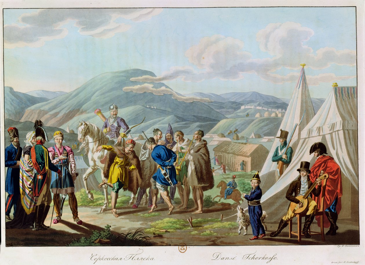 En Tcherkesse-dans, gravert av Scotnikov, 1813 (akvatint) av E. Korneyev