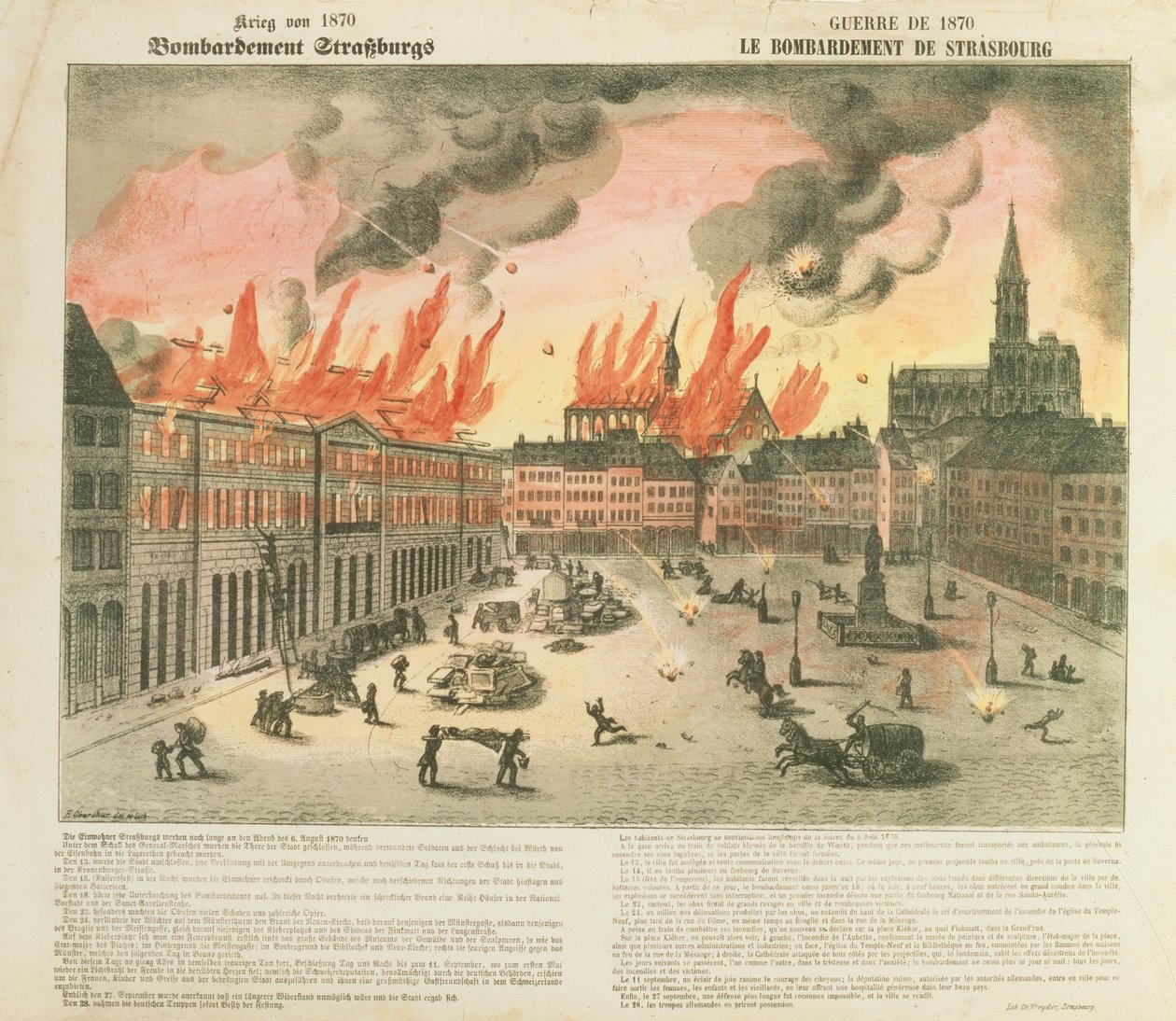 Bombardement av Strasbourg, 24.-27. august 1870, tropper fra Baden ledet av general von Werder, utgitt av Ch. Kreyder, Strasbourg, 1870 av E. Oberthur