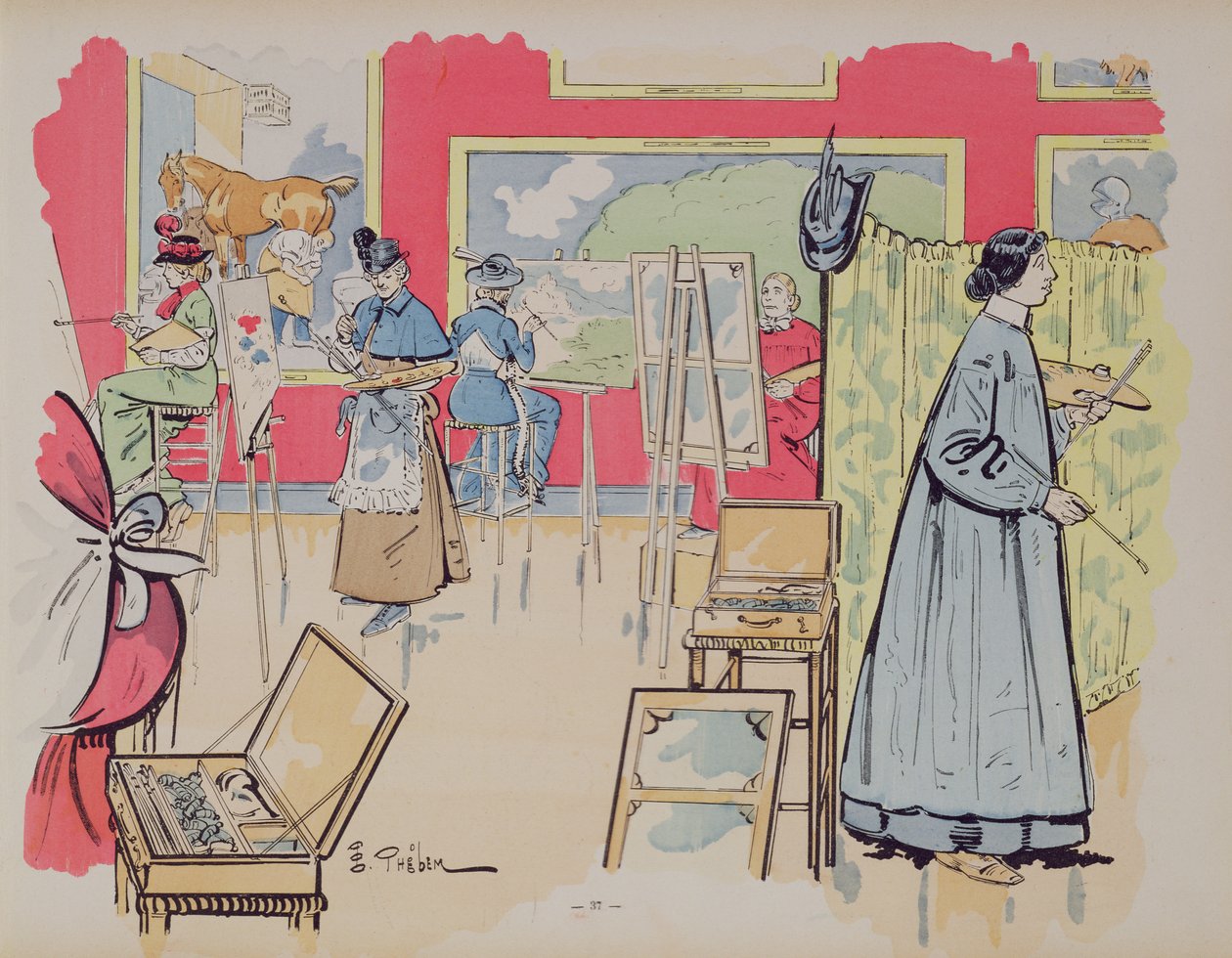 Damer på malerkurs, 1902 av E. Thelem