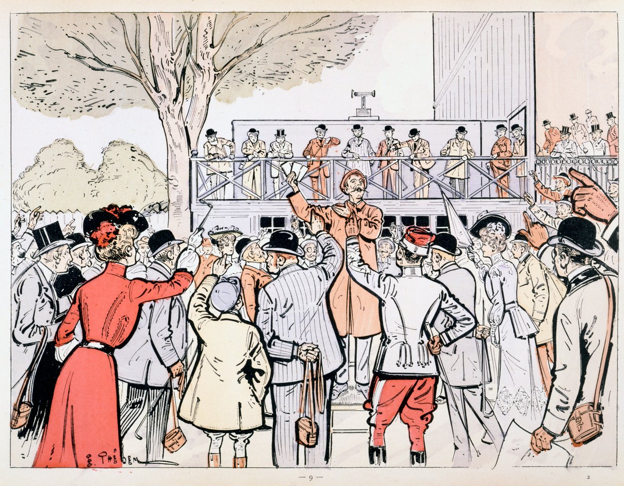 The Oncourse Bookie, ca. 1905 av E. Thelem