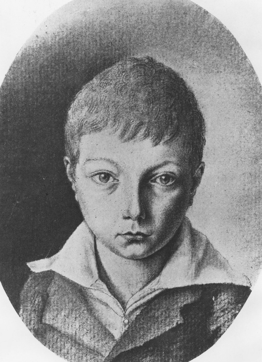 Portrett av Charles Augustin Sainte-Beuve, 9 år gammel av E. de Bonnieres