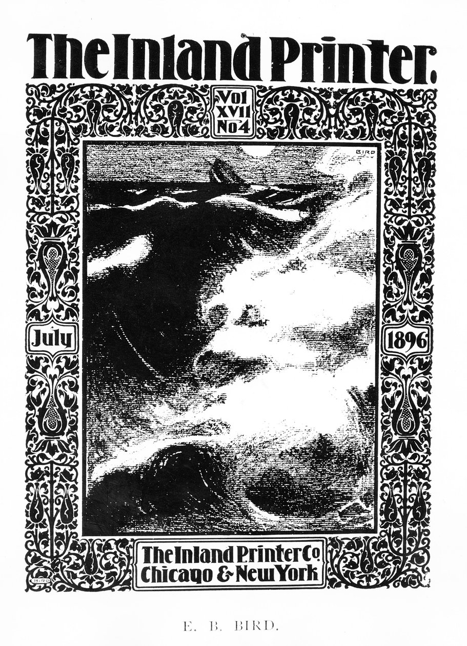 Omslag til The Inland Printer, juli 1896 av E.B Bird