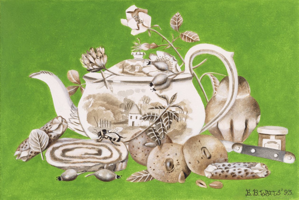 Tea, 1993 (akryl på papir) av E.B. Watts