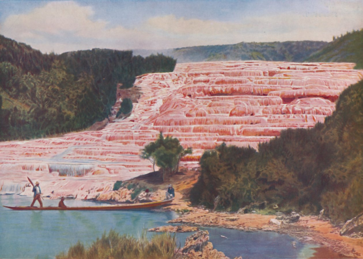 Flushed Beauty of New Zealand Pink Terraces Before Their Total Destruction, c1935 av ENA
