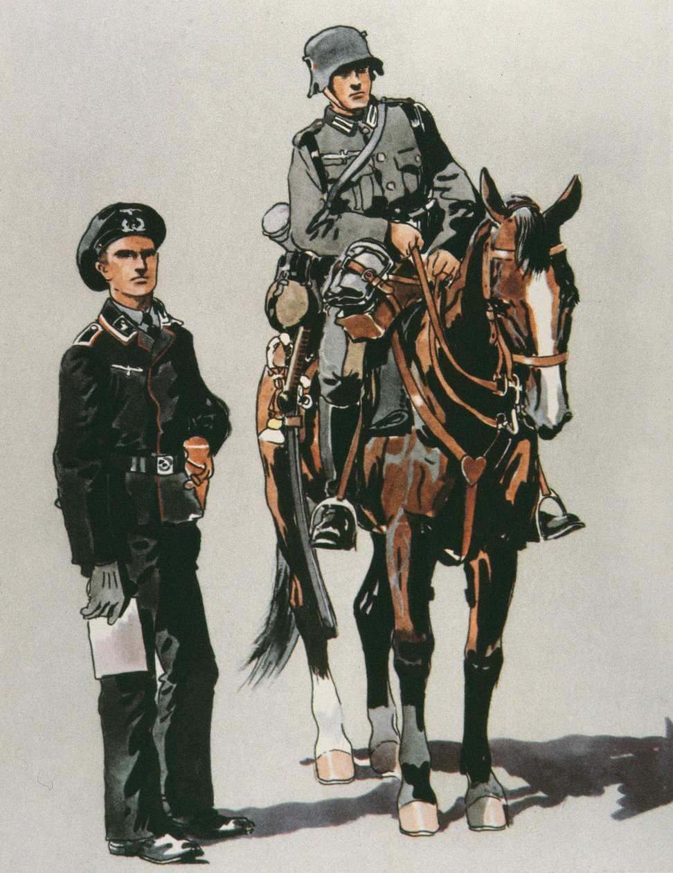 Tankoffiser og ridende soldat fra den tyske hæren av E. (after) Dobrich