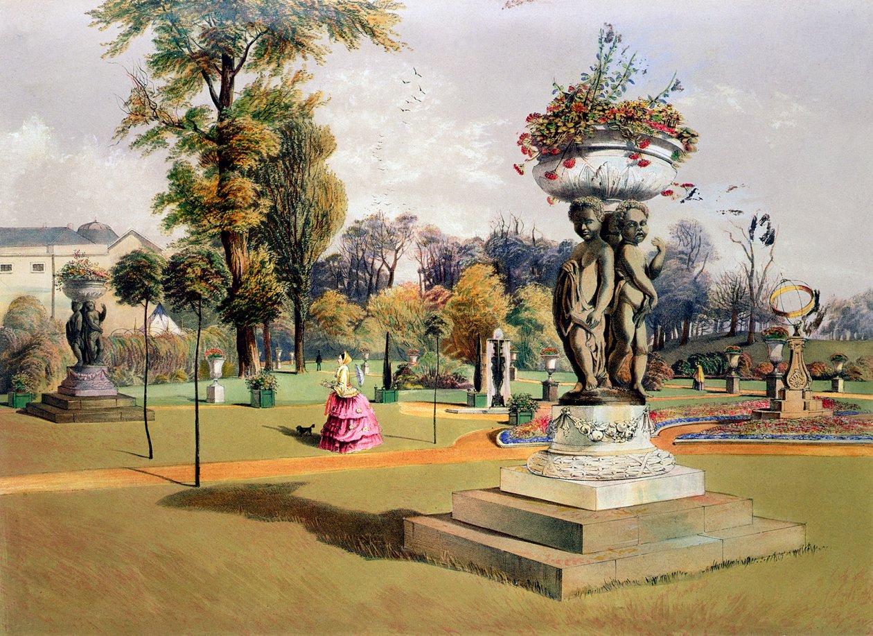The Terrace Garden, Woburn Abbey, Berkshire, midten av 1800-tallet av E Adveno Brooke