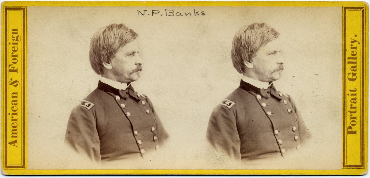 Nathaniel Prentice Banks (1816–94), amerikansk politiker og unionshærgeneral (stereofoto) av E. Anthony