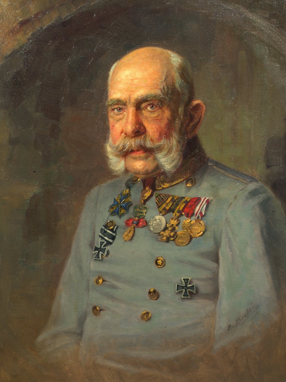 Keiser Franz Joseph I i tjenesteuniformen til en østerriksk feltmarskalk av E. Bieber