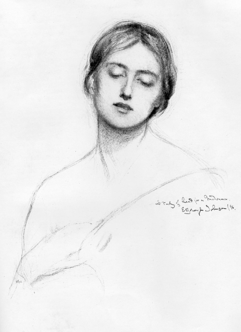 Studie av en kvinnes hode, 1896 1898. av E. Borough Johnson