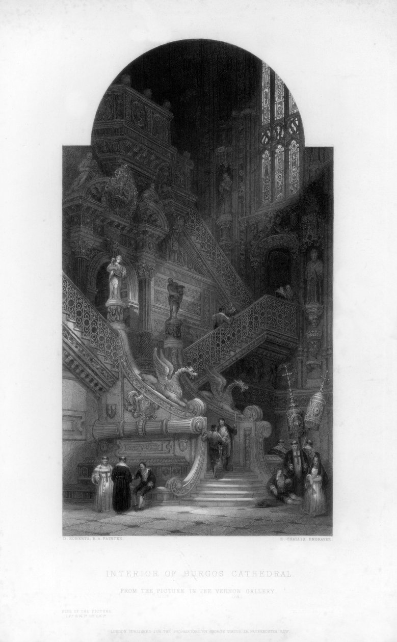 Interiør i Burgos-katedralen, 1800-tallet. av E. Challis