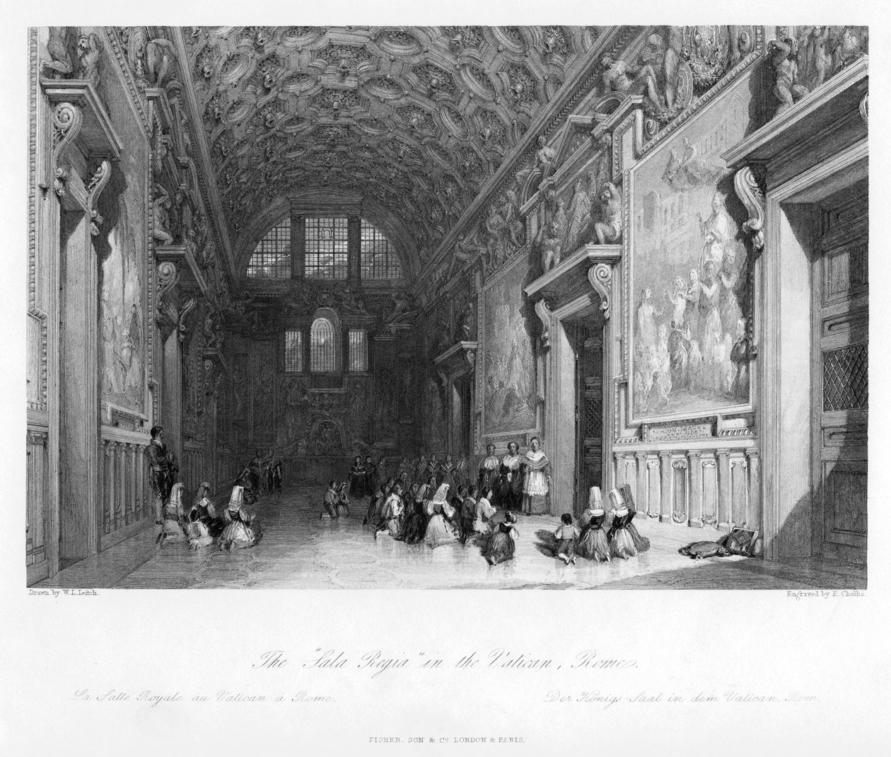 Sale Regia i Vatikanet, Roma, 1800-tallet av E. Challis