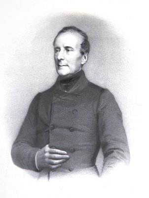 Alphonse de Lamartine og hans autografsignatur (litho) av E. Charpentier