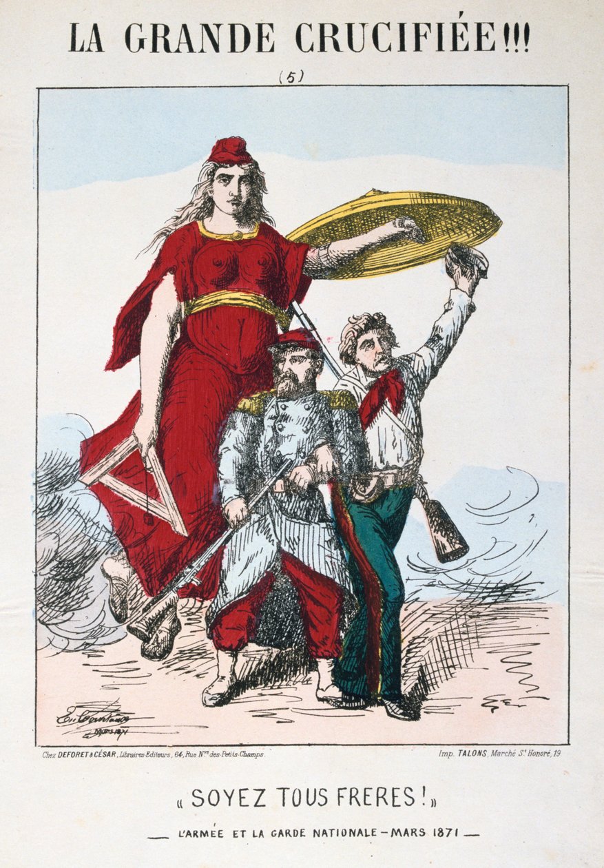 Be the Brothers!, allegori av det republikanske Frankrike, 1871. av E. Courtaux