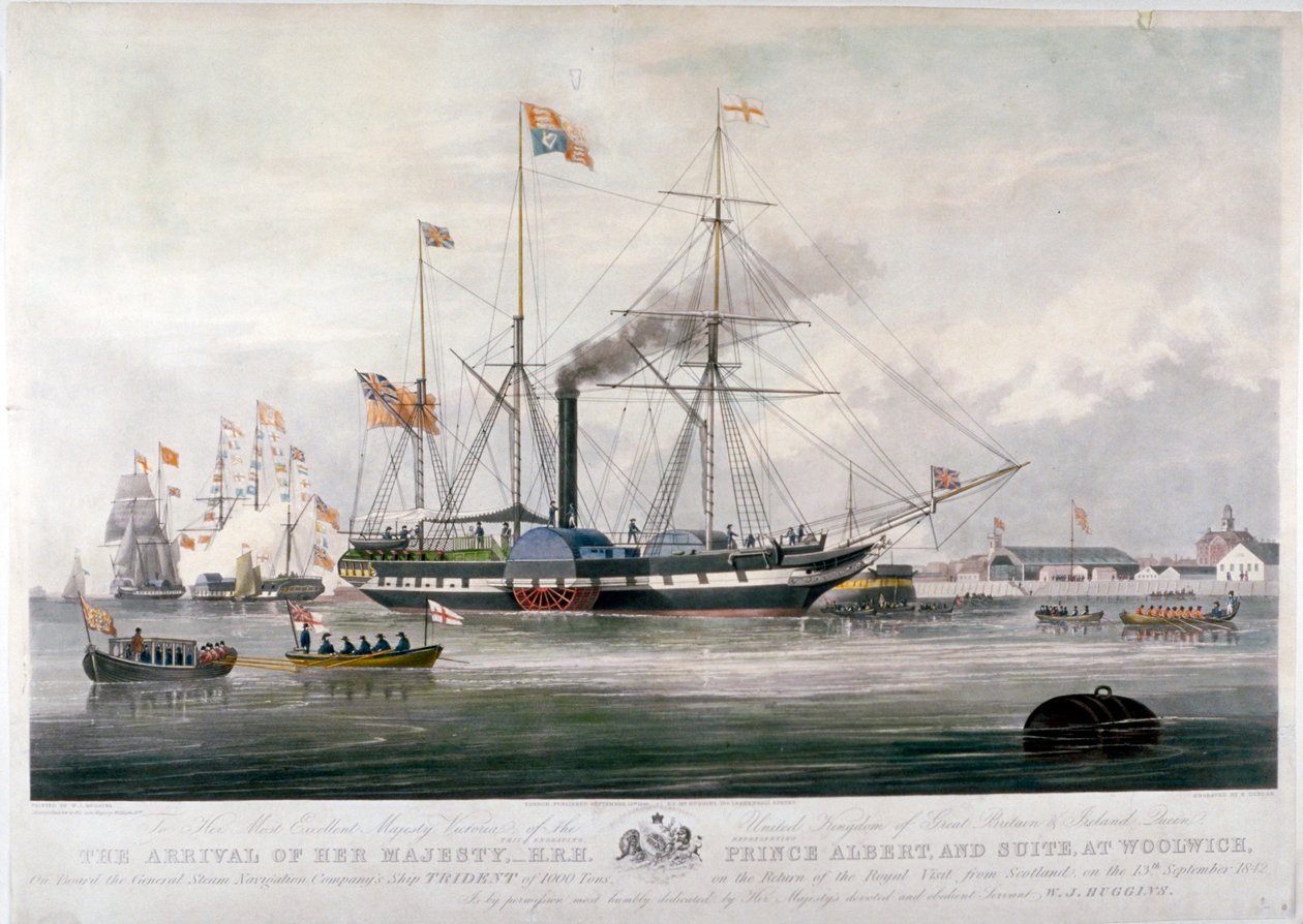 Dronning Victoria og prins Albert ankom Royal Dockyard, Woolwich, Kent, 1843 av E Duncan
