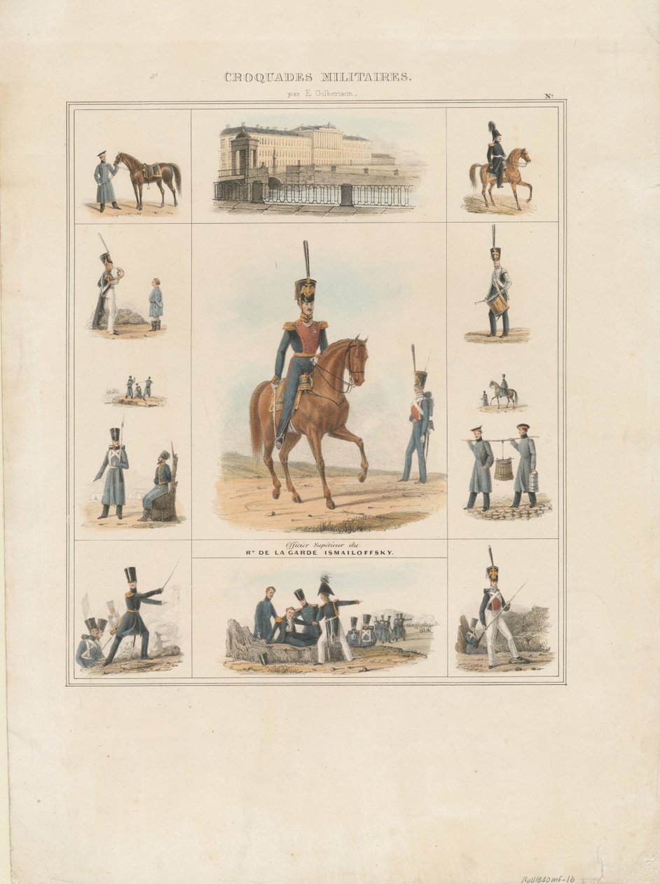 Kjoleuniformer fra Izmailovsky-regimentet, 1840 av E. Gilbertson