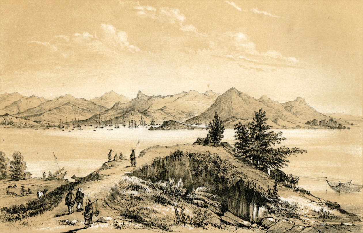 Bukten og øya Hong Kong, 1847 av E Gilks