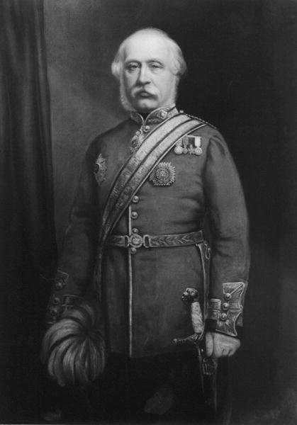 Sir James Yorke Scarlett (1799-1871) 1861 (pastell på papir) (s/hvitt foto) av E. Goodwyn Lewis