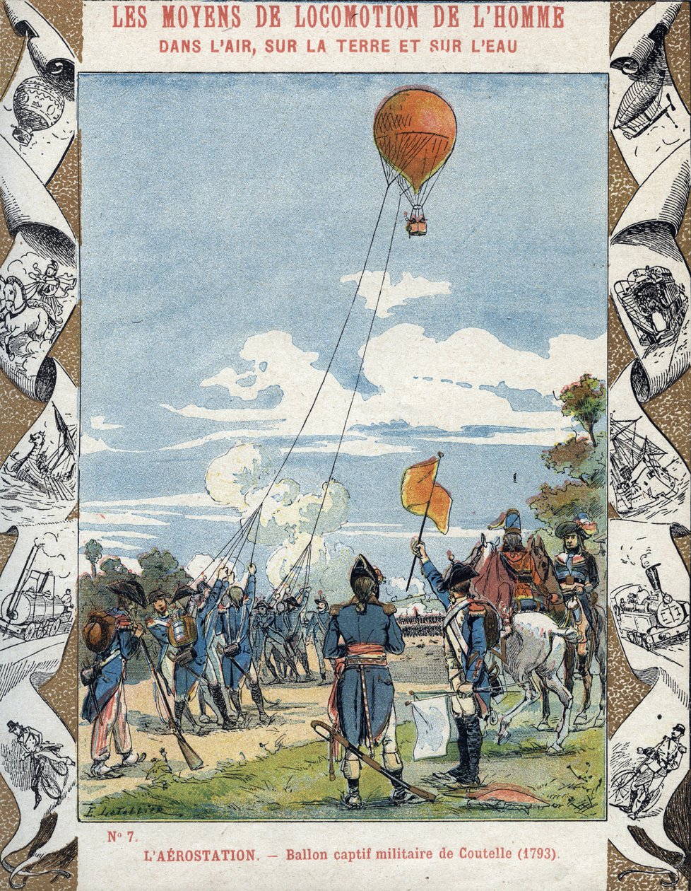 Baloon built by French engineer Jean Marie Joseph (Jean-Marie-Joseph) Coutelle (1748-1835) for the French Revolutionary armies to spy on their enemies av E. Letellier