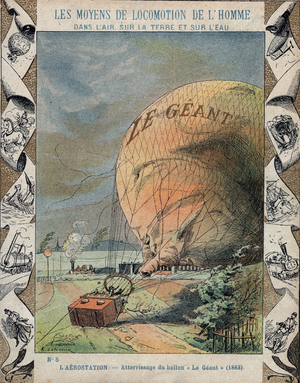 Fall av aerostat Le Giant nær Hannover - oktober 1863 av E. Letellier