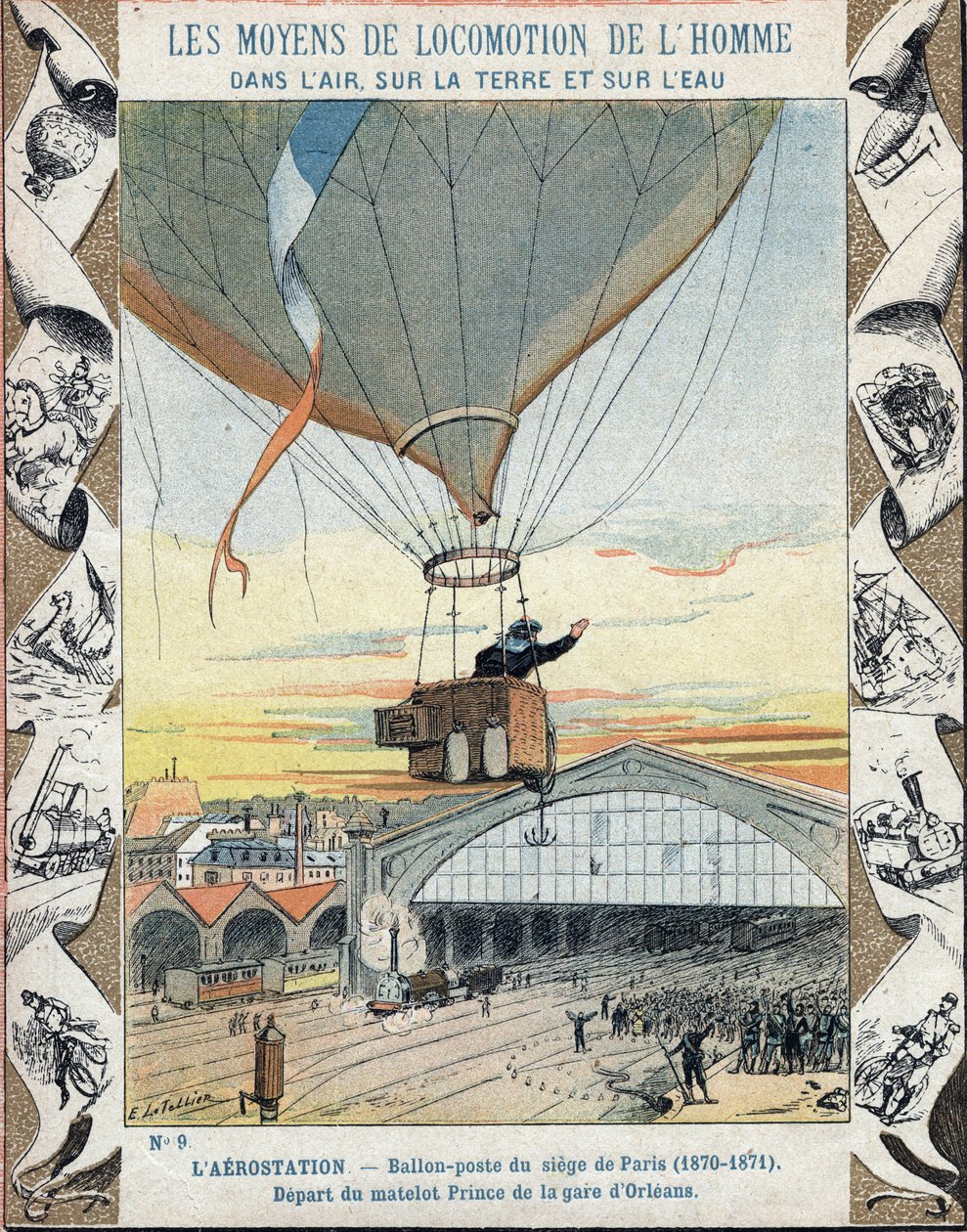 Krigen i 1870 - Beleiring av Paris: ballongpost - avgang av sjømannen Prince fra Gare d