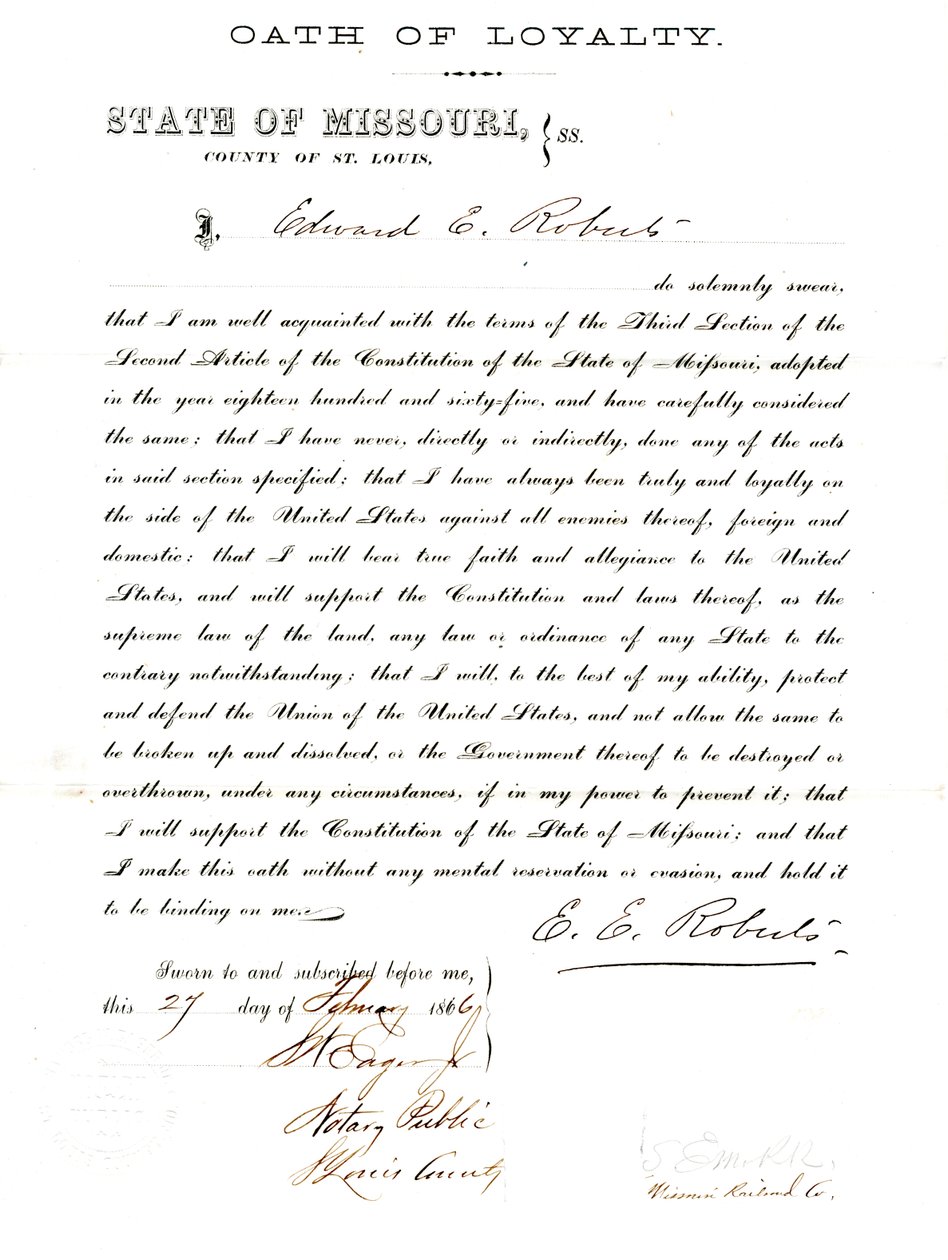 Lojalitetsed av Edward E. Roberts fra Missouri, County of Louis av E. Roberts