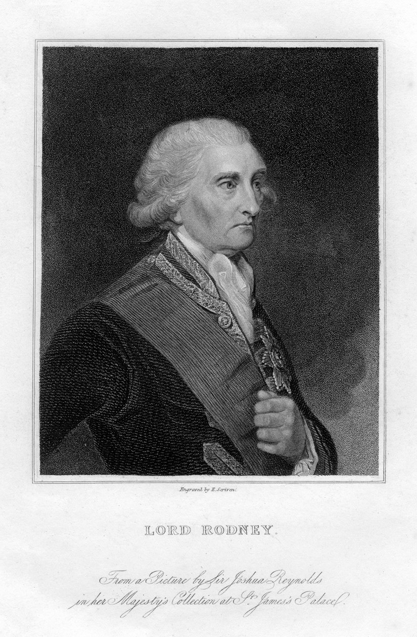 Admiral George Brydges Rodney 1719-1792, 1. baron Rodney, 1800-tallet. av E. Scriven