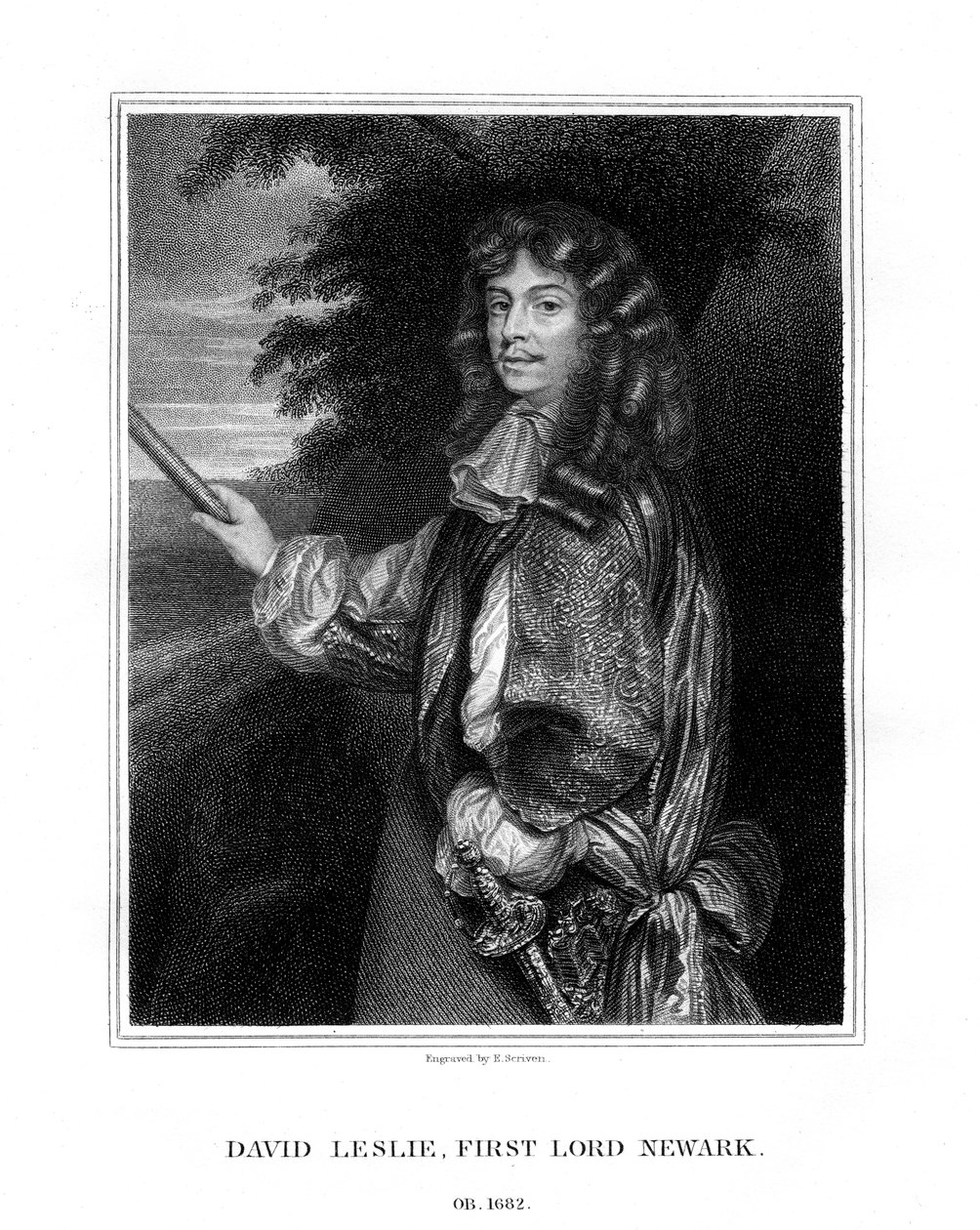 David Leslie, Lord Newark, skotsk kavalerioffiser, 1827. av E. Scriven