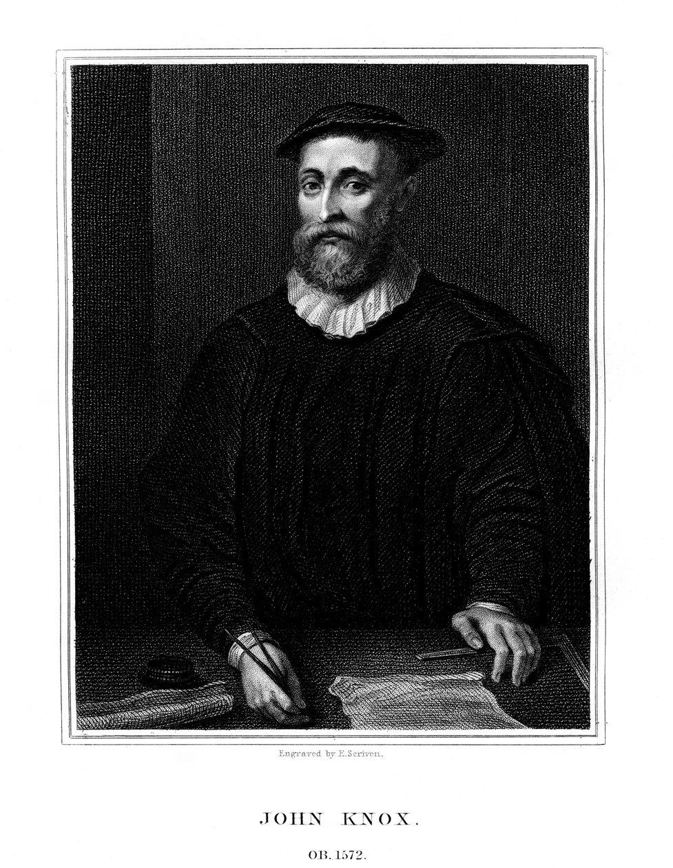 John Knox , skotsk religiøs reformator, 1825. av E. Scriven